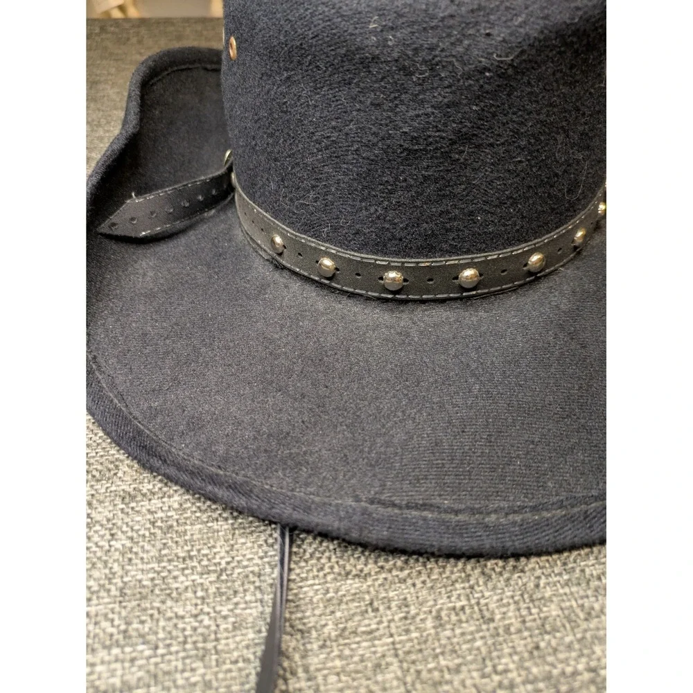Western Express Black Wool Felt Gambler Western Cowboy Hat Size 6 3/4 Unisex
